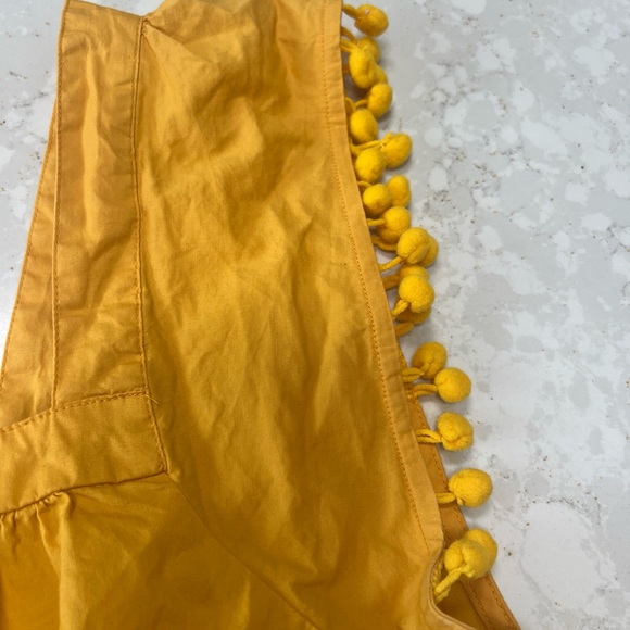 JCrew Boho Mustard Pom-Pom Trim Top size 6 - Picture 2 of 4